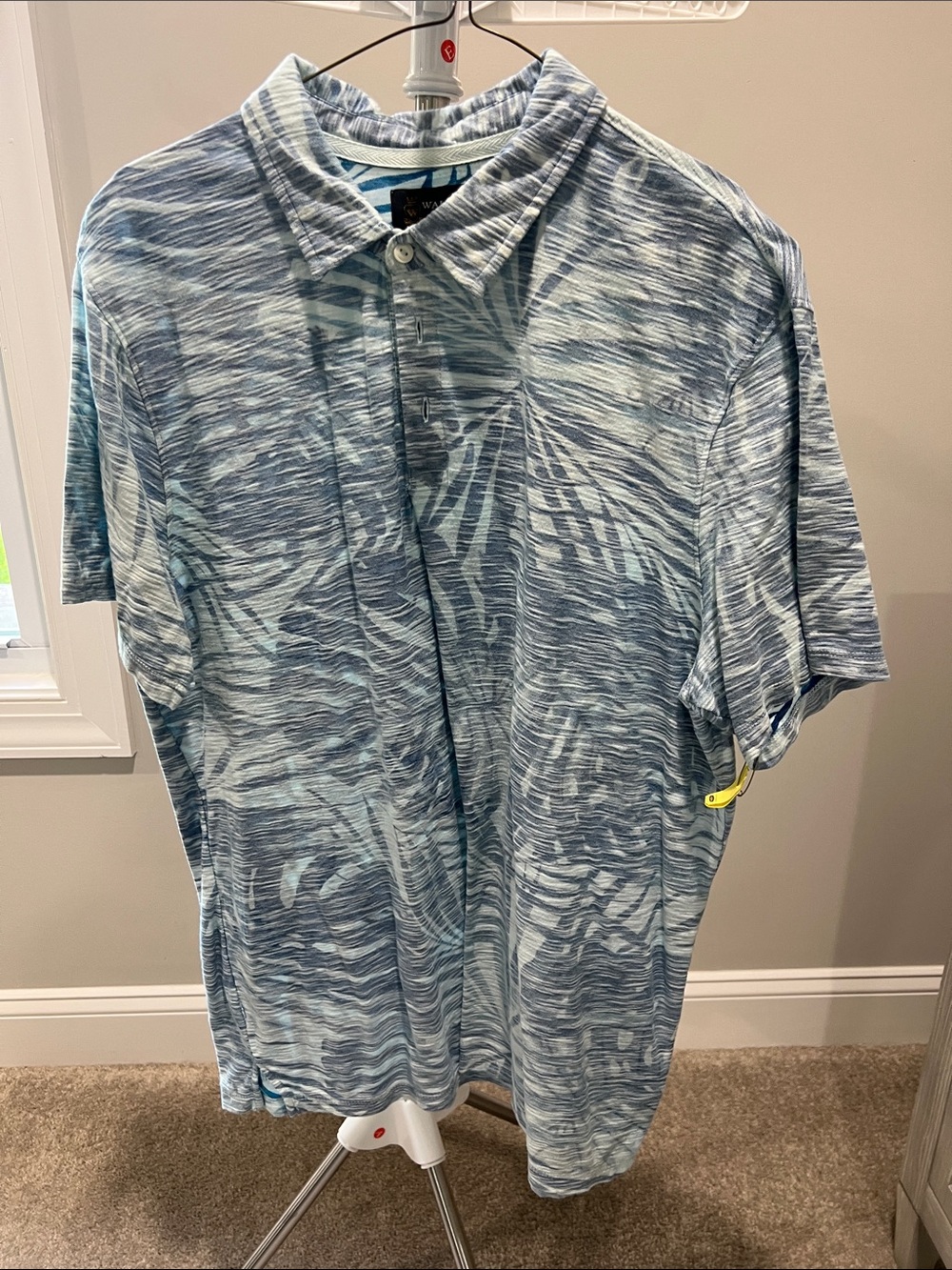 Men's Blue Printed Short-Sleeve Polo